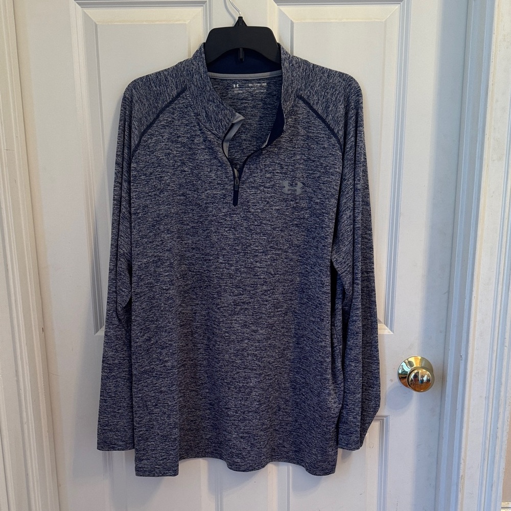 Under Armour Men's Heathered Navy Long Sleeve Tee. A-12
